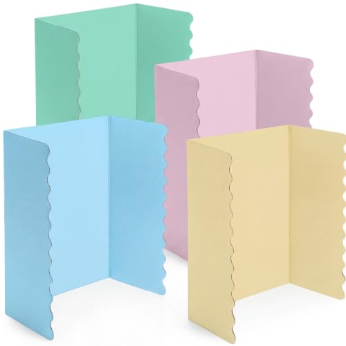 Mooliwe 4 Pack 26" X 17" Trifold Poster Board Tri Fold Poster Boards Foldable Corrugated Business Presentation Display Paper Boards for Science Fair Events, School Projects, Exhibitions - color: Macaron, size: 26" X 17"