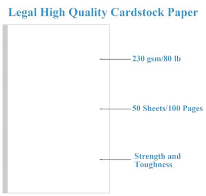 (4-Pack) 8.5" x 14" White Legal Size Card Stock Paper - 200 Sheets Premium Smooth 80lb Cover Cardstock - Perfect for Arts and Crafts, Documents, Programs, Menus Printing, Posters - size: 8.5" x 14", style: 4-Pack