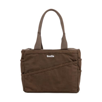 Soolla Studio Bag: Art Supply Storage Organizer & Pottery Tool Bag, Washable Tote, Yarn Bag, Crochet, 30 Pockets, 15+ Colors - color: Coffee Bean