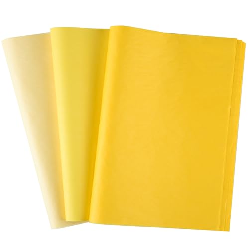 CHRORINE 50 Sheets Yellow Tissue Paper Multicolor Art Gift Wrapping Paper Bulk for Baby Shower Wedding Birthday DIY and Craft Decor - color: yellow（3colors）