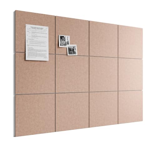 Bumusty Large Cork Board 48" x 36" Alternative - 12 Pack Felt Wall Tiles with 70 Safe Removable Adhesive Tabs, 30 Pushpins, Cork Boards for Walls Pin Board Bulletin Board Office Decor (Terracotta) - color: Terracotta, size: Solid Tile 12-Pack