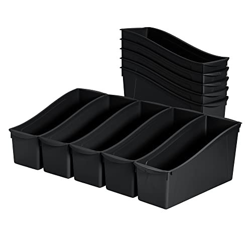 ECR4Kids Linking Plastic Storage Book Bin, Multipurpose Organization, Black, 10-Piece - color: Black