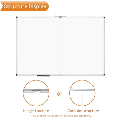 VIZ-PRO Magnetic Dry Erase Board, 72 X 40 Inches, Foldable Wall-Mounted Whiteboard with Silver Aluminum Frame & Marker Tray for School Office and Home - size: 72"W x 40"H