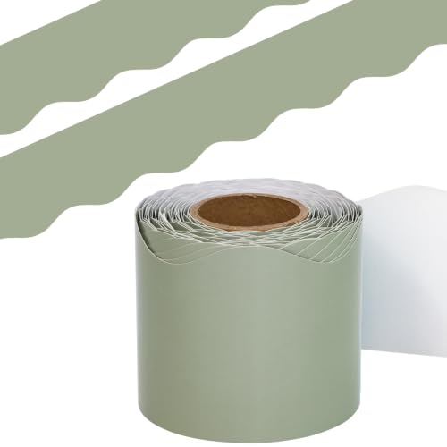Fancy Land Sage Green Bulletin Board Borders Green Scalloped Border Trim for Back to School Classroom Wall Chalkboard Decoration Supplies 52ft