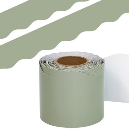 Fancy Land Sage Green Bulletin Board Borders Green Scalloped Border Trim for Back to School Classroom Wall Chalkboard Decoration Supplies 52ft