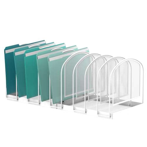 SUPEASY File Organizer 9-Section Mesh Desk Organizer, Upright File Organizer Desktop Organizer File Sorter, File Folder Holder for Office Supplies, White - color: White, size: 9 Section