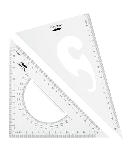 Mr. Pen- Triangle Ruler, 2 Pack, 22&15cm, 30/60 & 45/90 | Right Triangle Ruler for Drawing - size: Triangle Ruler 22&15 cm