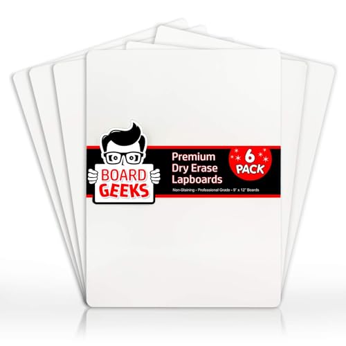Board Geeks 6 Small Dry Erase Board for Kids - Mini White Board for Students and Teachers - Durable and Portable Individual Whiteboard with Rounded Corners - Double Sided (9x12 Inches) (Pack of 6) - size: 6 Pack (12"W x 9"H)