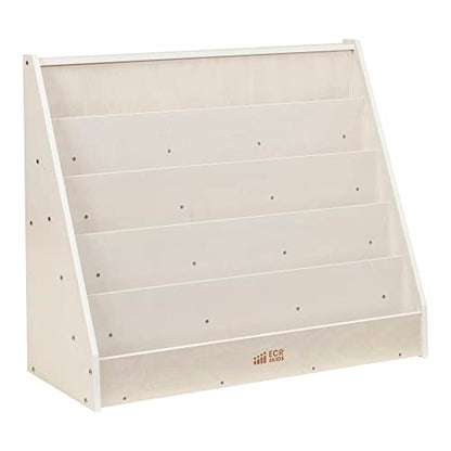 ECR4Kids Single-Sided Wooden Book Display, Montessori Furniture, White Wash - color: White Wash