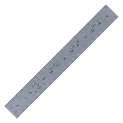 PEC Tools 150mm High Contrast Metal Ruler, Stainless Steel with Black Chrome Finish, Fully Metric Graduation (0.5mm, 1.0mm), Easy to Read Machinist Rule, Made in USA - color: Carbon Steel-Rigid, size: 150mm