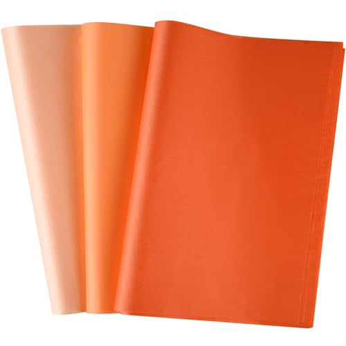 CHRORINE 50 Sheets Orange Tissue Paper Multicolor Art Gift Wrapping Paper Bulk for Baby Shower Wedding Birthday DIY and Craft Decor - color: orange（3colors）