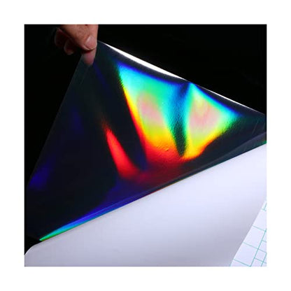 Bleidruck 25 Sheets 8.25x11.7 Inches Clear Holographic Premium Cold Laminated Film Holographic Overlay Laminating Self Adhesive Film - style: Clear Holographic