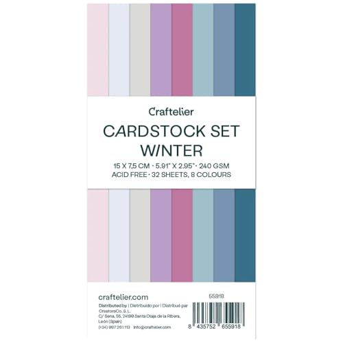 Craftelier - Winter Color Cardstock | Pack of Colored Cardstock | Colored Paper for Crafts, Scrapbooking, DIY Projects | 32 Sheets, Double-Sided, 5.91" x 2.95", 8.47oz - color: Winter, size: 5.91" x 2.95"