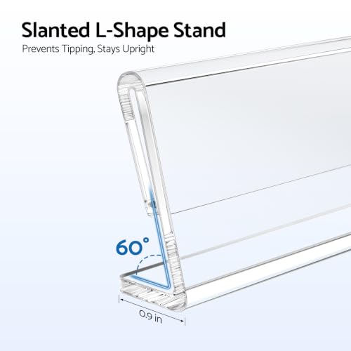 HlIMIEI Acrylic Name Plates for Desks, 10 Pack Clear Name Holders 2 x 8, Reusable Table Name Plaques Sign Holder Display Stand for Office, Meeting, Reception - style: L-shaped - 10pack