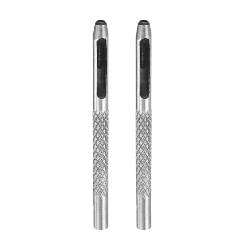 HARFINGTON 2pcs Leather Round Hole Punch, 3mm Hollow Hole Puncher Cutter Carbon Steel Circle Hole Punching Cutting Tool for Belt/DIY Leather Craft - size: 3mm