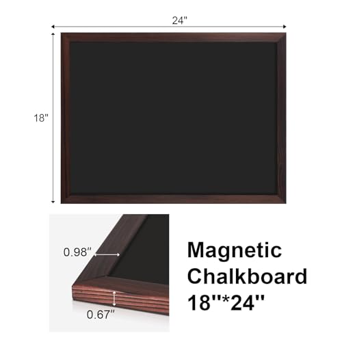 Comix Magnetic Chalkboard, 18 x 24 Inches Wooden-Framed Blackboard for Kids, Hanging Chalk Board for Home Kitchen Restaurant Menu - size: 24"W x 18"H