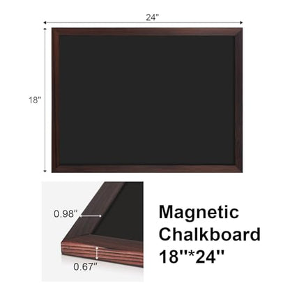 Comix Magnetic Chalkboard, 18 x 24 Inches Wooden-Framed Blackboard for Kids, Hanging Chalk Board for Home Kitchen Restaurant Menu - size: 24"W x 18"H