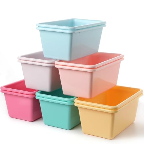 12 Pack Plastic Book Bins Colored Cubby Storage Bins for Classroom Stackable Toy Organizer Container Stackable Organizer Cubbies for Student Teacher Library School Office Home(Pink Purple) - color: Pink Purple
