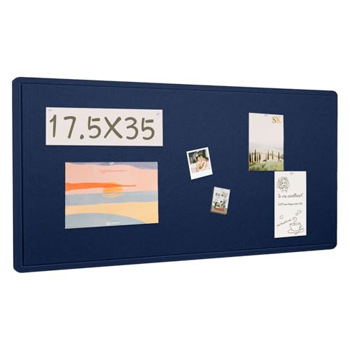 Lightomorrow Bulletin Board, 35 x 17 1/2 inches Felt Board - Decorative Pin Board, Cork Board Alternative for Wall, Foldable Self-Adhesive Vision Board Prayer Board with 20 Pushpins Dark Blue - color: Dark Blue, size: 35" x 17.5"