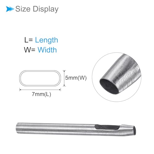 Hollow Punch, 5mm x 7mm Hole, 45# Steel Oval Shaped Gasket Tool - (Applications: for Leather DIY Leathercraft Wallet) - size: 5mm x 7mm