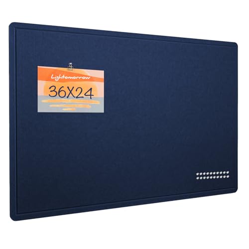 Lightomorrow Bulletin Board, 36 x 24 inches Felt Board - Decorative Pin Board, Cork Board Alternative for Wall, 3' x 2' Foldable Self-Adhesive Vision Board Prayer Board with 20 Pushpins - Dark Blue - color: Dark Blue, size: 36×24 inches