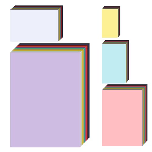 Silunkia 100 Sheets 20 Colors Cardstock 5 Assorted Size Craft Paper, 200gsm/75lb Premium Paper Card Stock for DIY Cards Making, Greeting Cards, Invitations, Office Printing, Drawing - color: Multicolor, size: 100 Sheets