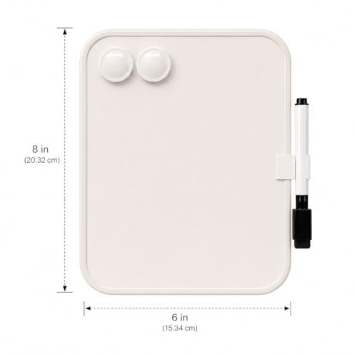 6“ X 8” Small Dry Erase Board with Erasable Markers and 2 Magnets (White) | ABS frame, magnetic board—smooth surface;easy to write on and erase—small whiteboard for fridge, school lockers, and offices - color: White