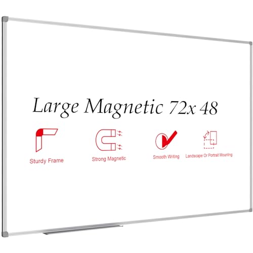 JILoffice Large Magnetic White Board, Dry Erase Board 72 x 48 Inch, Silver Aluminum Frame Wall Mounted Board for Office Home and School - color: Silver, size: 72 x 48 Inch