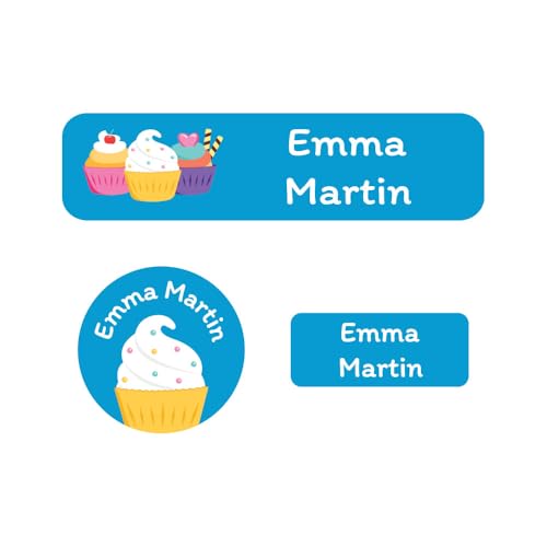 Name Bubbles - Kids Custom Name Labels for Daycare, School, Camp (102 Labels) - Personalized Waterproof Name Stickers for Clothes Tags, Lunch Boxes, Water Bottles, & School Supplies (Cupcakes) - color: Cupcakes, size: 102 Labels