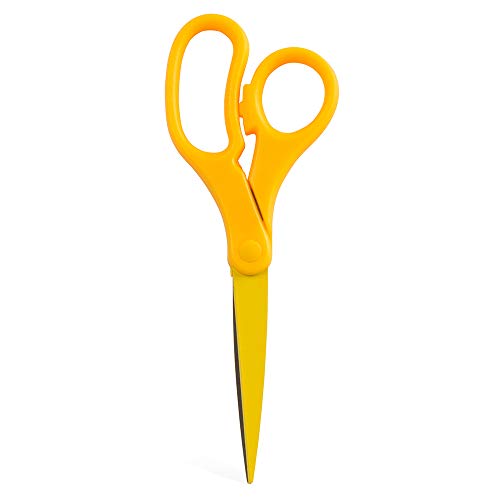 JAM PAPER Multi-Purpose Precision Scissors - 8 Inch - Yellow - Ergonomic Handle & Stainless Steel Blades - Sold Individually - color: Yellow, size: Standard (8 Inch)