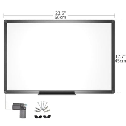 VIZ-PRO Magnetic Whiteboard/Dry Erase Board with Black Aluminium Frame, 24 X 18 Inches, Includes 1 Eraser & 2 Markers & 4 Magnets - size: 24"W x 18"H