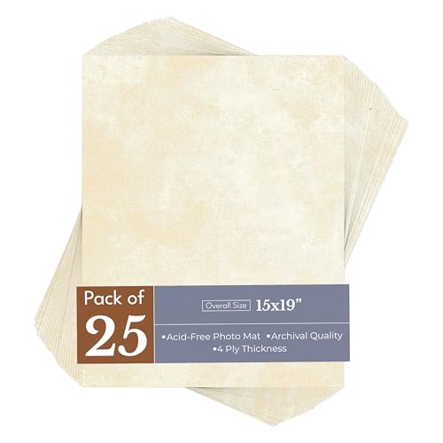 Earthen Off White 15x19 Uncut Premium Mat Board - No Opening - 25 Mats - color: Earthen Off White, size: 25 Mats