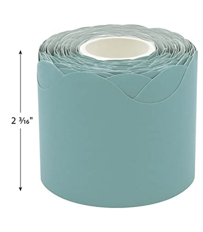 Teacher Created Resources Calming Blue Scalloped Rolled Border Trim - 50ft - Decorate Bulletin Boards, Walls, Desks, Windows, Doors, Lockers, Schools, Classrooms, Homeschool & Offices (TCR8907)