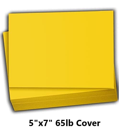 Hamilco Colored Scrapbook Cardstock Paper 5x7 Card Stock Paper 65 lb Cover 100 Pack (Dandelion Yellow) - color: Dandelion Yellow