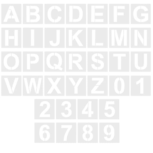 36 Pcs 3 Inch Letter and Number Stencil Reusable Plastic Alphabet Stencils Template Set for Wood Wall Fabric Rock Signage Chalkboard Crafts Painting DIY Art Projects