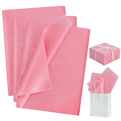 BEISHIDA 100 Sheets Dark Pink Metallic Tissue Paper Bulk, Glitter Wrapping Tissue Paper for Gift Bags, 14 x 20 Inch Gift Wrap for Valentine Birthday Wedding Graduation DIY Crafts Holiday Flowers - color: dark pink
