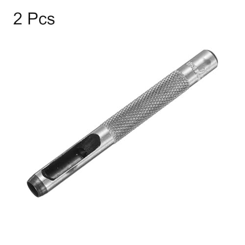 HARFINGTON 2pcs Leather Round Hole Punch, 6mm Hollow Hole Puncher Cutter Carbon Steel Circle Hole Punching Cutting Tool for Belt/DIY Leather Craft - size: 6mm