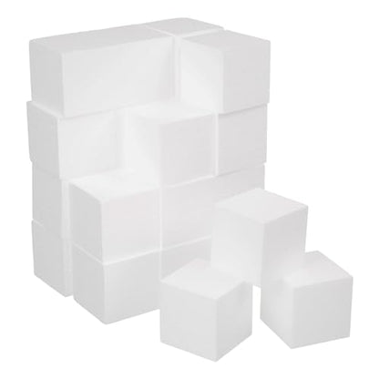Crafare 2x2x2 Inch Foam Square Blocks 24Pack Mini Square Cubes for Sculpting Polystyrene Cubes for Crafting Modeling Art Projects - size: 2x2x2inch 24pcs