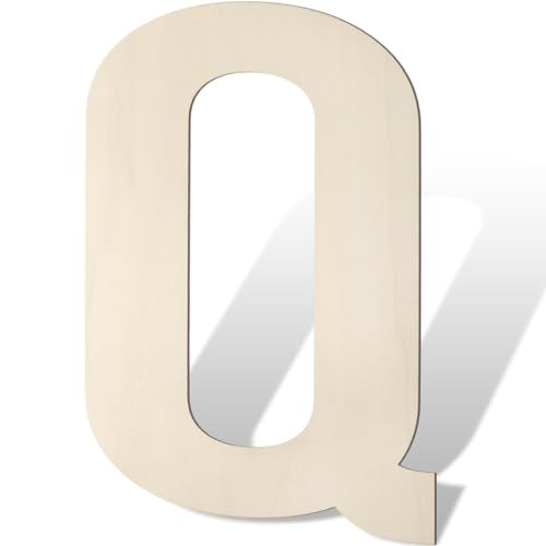 Large Wooden Letters 17 Inch Big Wooden Alphabet Letters for Wall Decor Unfinished Large Wood Letters for Nursery Decor Crafts Blank Wooden Cutout Sign for Party Birthday Wedding Decoration (Q) - color: Q
