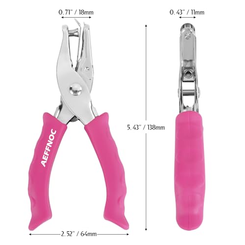 AEFFNOC Single Hole Punch, One Hole Puncher with Soft Grip Handle, 1/4 Inch Paper Hole Punches, Small Hole Punchers with Paper Mess Tray, 6 Sheets Capacity, for Crafts, Scrapbooks (Pink) - color: Pink 1/4 inch