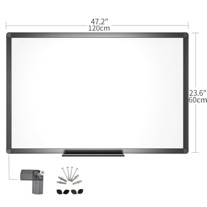 VIZ-PRO Magnetic Whiteboard/Dry Erase Board with Black Aluminium Frame, 48 X 24 Inches, Includes 1 Eraser & 2 Markers & 4 Magnets - size: 48 X 24 Inches