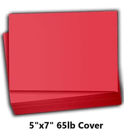 Hamilco Colored Scrapbook Cardstock Paper 5x7 Card Stock Paper 65 lb Cover 100 Pack (Punch Red) - color: Punch Red