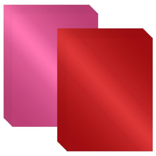 24 Sheets Valentine Metallic Cardstock Paper 8.5 X 11", 92lb Thick Pink and Red Gold Foil Cardstock Shiny Mirror Paper Glitter Paper for Crafts Scrapbook Card Making Invitations (Red Pink) - color: Red Pink