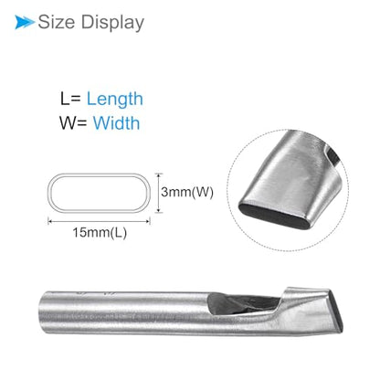 Hollow Punch, 3mm x 15mm Hole, 45# Steel Oval Shaped Gasket Tool - (Applications: for Leather DIY Leathercraft Wallet) - size: 3mm x 15mm