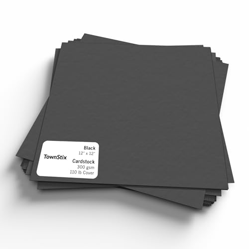25 Pieces, 110 lb (300gsm) - Heavy Black Cardstock 12x12, Heavyweight Paper Card - 12" x 12" - color: Black, size: 12 x 12 inches (25 Sheets)