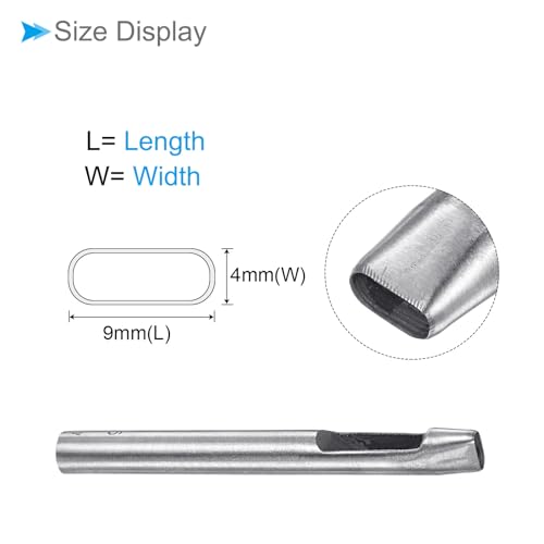 Hollow Punch, 4mm x 9mm Hole, 45# Steel Oval Shaped Gasket Tool - (Applications: for Leather DIY Leathercraft Wallet) - size: 4mm x 9mm