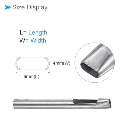 Hollow Punch, 4mm x 9mm Hole, 45# Steel Oval Shaped Gasket Tool - (Applications: for Leather DIY Leathercraft Wallet) - size: 4mm x 9mm