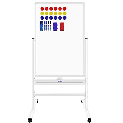 H-Qprobd Magnetic Whiteboard Mobile Dry Erase Board with Stand 40"x28" Double Side Rolling Whiteboards on Wheels for Home, Office & School - size: 40x28