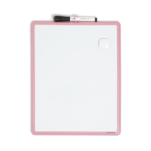 U Brands 11" x 14" Magnetic Dry Erase Whiteboard for Wall, Contempo Dry Erase Board with Blush Pink Modern Frame, Includes Dry Erase Marker with Eraser & Magnet (7085U00-01) - color: Blush Pink