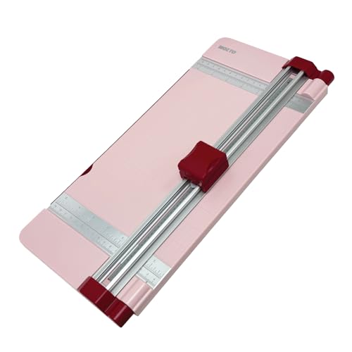 12" Portable Paper Cutter with Safety Guard for Precise Trimming of A4 Paper, cardstock & Photos. Ideal for Scrapbooking & Invitations. (Pink) - style: Safety Round Knife Paper Cutter